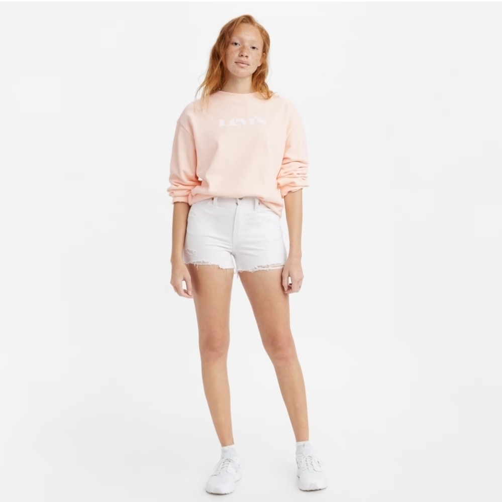 Levi's White High Waist Denim Shorts